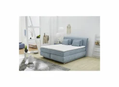 Boxspring Carla Max 160x200cm - stof - lichtblauw met opbergruimte