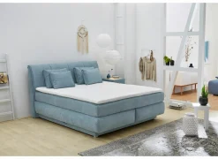 Boxspring Carla Mix 160x200cm - stof - lichtblauw met opbergruimte