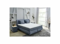 Boxspring Carla Normal  160x200cm - stof - blauw met opbergruimte