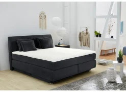 Boxspring Carla Normal 160x200cm - stof - zwart met opbergruimte