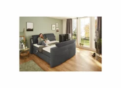 Boxspring Moviestar Mix 180x200cm - stof - donkergrijs met tv-lift