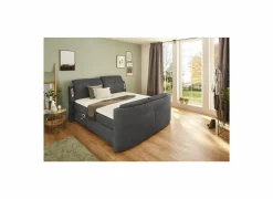 Boxspring Moviestar Normal 180x200cm - stof - donkergrijs  met tv-lift
