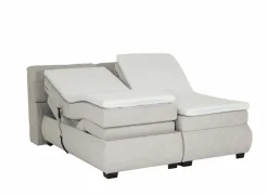 Boxspring Reynosa 180x200cm - stof - zilver met opbergruimte & elektrisch