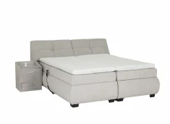 Boxspring Reynosa 180x200cm - stof - zilver met opbergruimte & elektrisch
