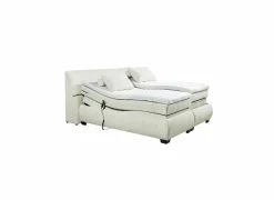 Boxspring Reynosa 180x200cm - stof - ivoor met opbergruimte & elektrisch