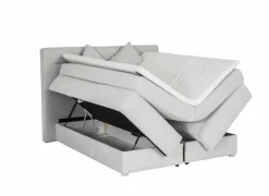 Boxspring Simone 160x200cm - stof - ecru met opbergruimte