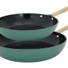 Braadpan Elegance Ø24 & Ø28cm - gerecycleerd aluminium - groen & zwart set van 2