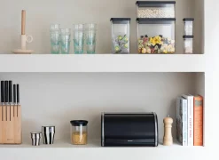 Broodtrommel met schuifdeksel 26,50x31,60x17,30cm - staal - matt black