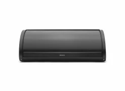Broodtrommel met schuifdeksel 44,5x26,2x17,3cm - staal - matt black