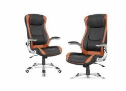 Bureaustoel Army 66x73x121cm - lederlook - zwart & bruin