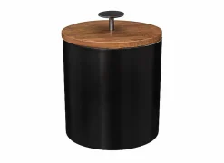 Champagne-emmer Ø15,5x19cm - RVS & mangohout - zwart & naturel