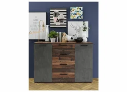 Commode Attaylar 130x36x91cm - decor - oldwood vintage & donkergrijs