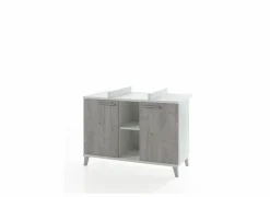 Commode incl luiertafel Stef 130x65x97cm - decor - structuur wit & ribbeck eik