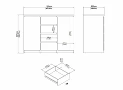 Commode Naia 121x50x91cm - decor - cashmere/jackson hickory