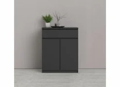 Commode Naia 80x40x101m - melamine - mat zwart