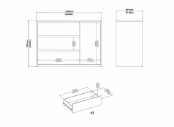Commode Next 119x48x84cm - decor - wit/jackson hickory