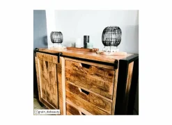 Commode Woodstock 120x45x90cm - mango massief - naturel & zwart