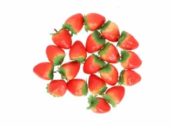 Deco Aardbei H3,7cm - kunststof - rood & groen