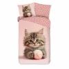 Dekbedovertrek Kat 140x220cm - katoen - roze