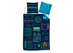Dekbedovertrek Minecraft 140x200cm - microvezel - blauw