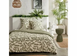 Dekbedovertrek Sunshine  220x240cm - katoen - groen & wit