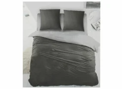 Dekbedovertrek 140x220cm - katoen - antraciet/grijs