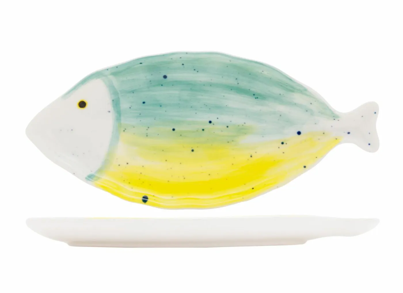 Dessertbord Coral 43x19,7cm - porselein - geel & groen