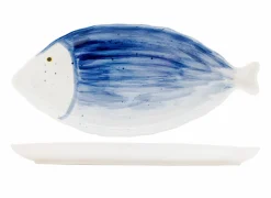 Dessertbord Coral 43x19,7cm - porselein - wit & blauw