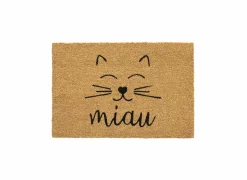 Deurmat E-Coco Miau 40x60cm - kokos - naturel & zwart