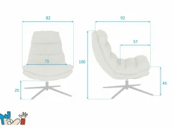 Draaifauteuil Pole Pole 82x92x100cm - stof - beige