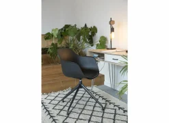 Draaistoel Burning 58x55x83.5cm - lederlook - zwart