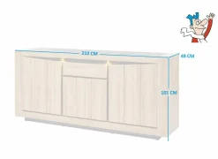 Dressoir 210cm - decor - French oak & grijs