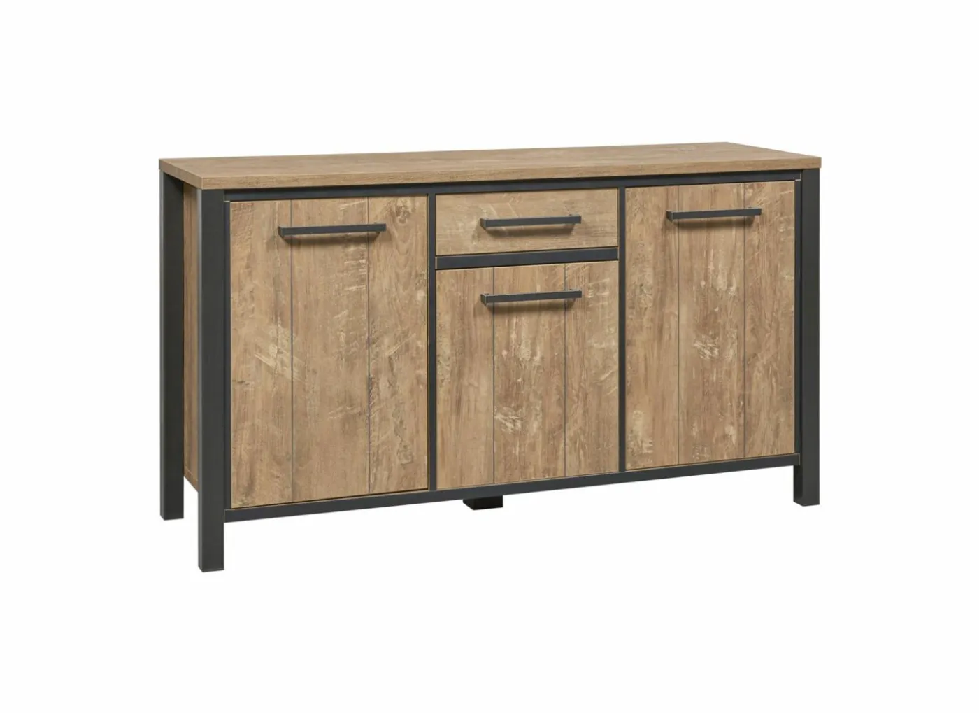 Dressoir 158cm - decor - oranje teakhout & matzwart