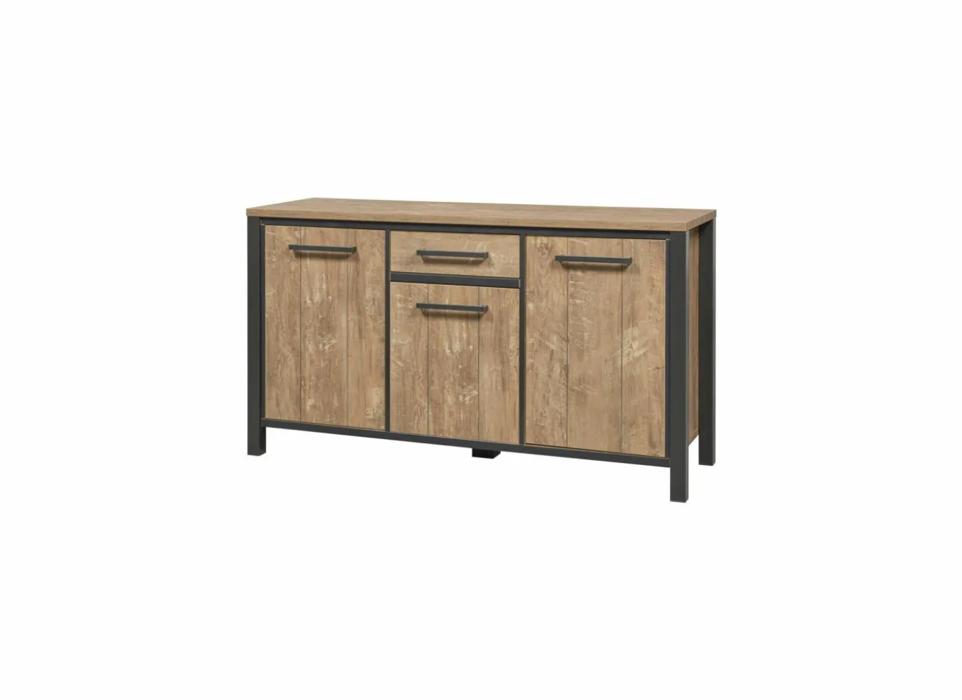 Dressoir 158cm - decor - oranje teakhout & matzwart