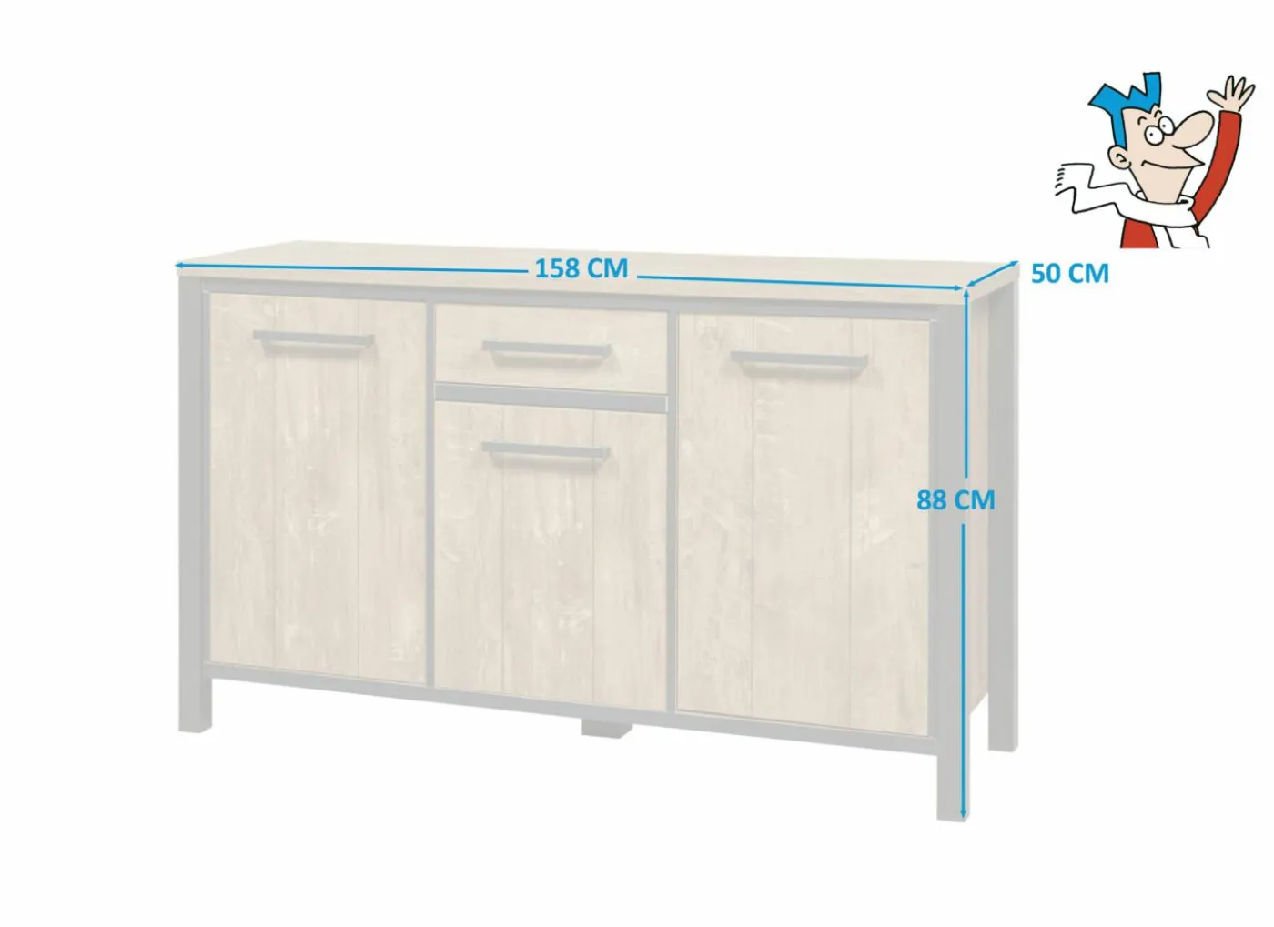 Dressoir 158cm - decor - oranje teakhout & matzwart