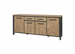 Dressoir 207cm - decor - oranje teakhout & matzwart