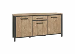 Dressoir 183cm - decor - oranje teakhout & matzwart