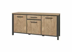 Dressoir 183cm - decor - oranje teakhout & matzwart