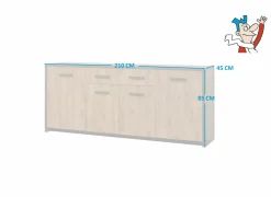 Dressoir Esther 210cm - decor - industriële eik