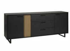 Dressoir Faro 216cm - melamine - structuur zwart