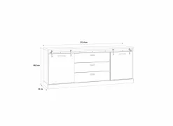 Dressoir Kaszimiro 213cm - decor - waterford eik & zwart
