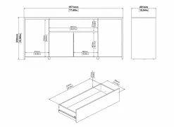 Dressoir Next 197cm - decor - wit & jackson hickory