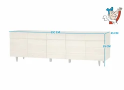 Dressoir Palacio 250cm - eik massief & decor- naturel