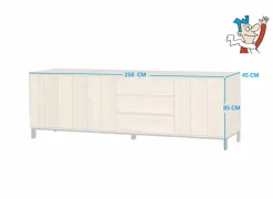 Dressoir Polar 250cm - eik massief  & decor - naturel