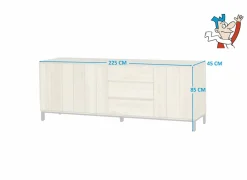 Dressoir Polar 225cm - eik massief & decor - naturel