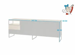 Dressoir Portofino 242cm - decor - zwart & eik