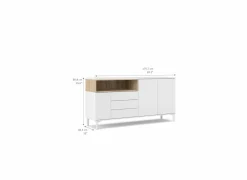 Dressoir Roomers 176cm - spaanplaat - witte eik