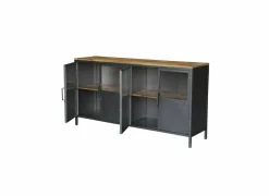 Dressoir Titano 180cm - ijzer & mango massief - grijs & naturel