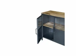 Dressoir Titano 180cm - ijzer & mango massief - grijs & naturel