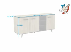 Dressoir Wayne 160,7cm - decor - eik & zwart